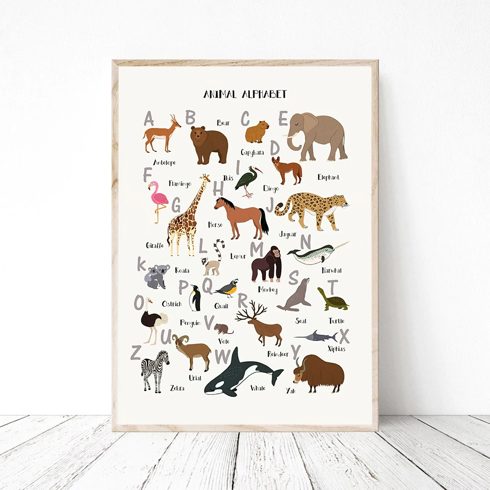 Картина на холсте в стиле бохо для детской комнаты с животными - купить по