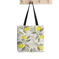 2021 shopper fresh lemon pattern printed tote bag women harajuku shopper handbag girl shoulder shopping bag lady canvas bag