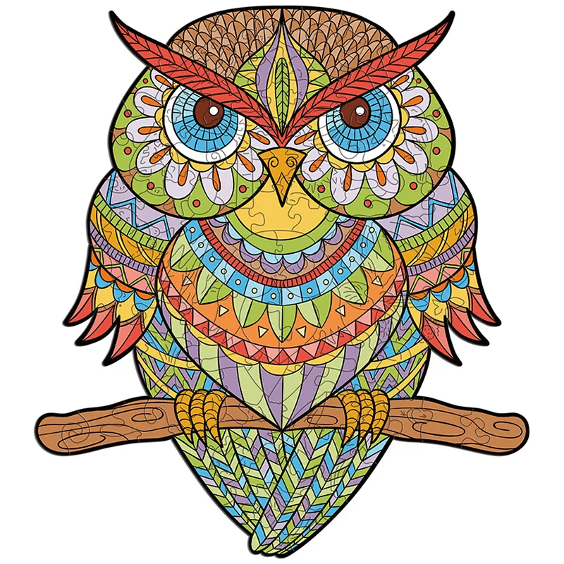 

New Education Puzzle 100 200 300 Pieces Blue Eye Owl Montessori Brain Toy Wooden Jigsaw Puzzle for Kids Adult Best Party Gift