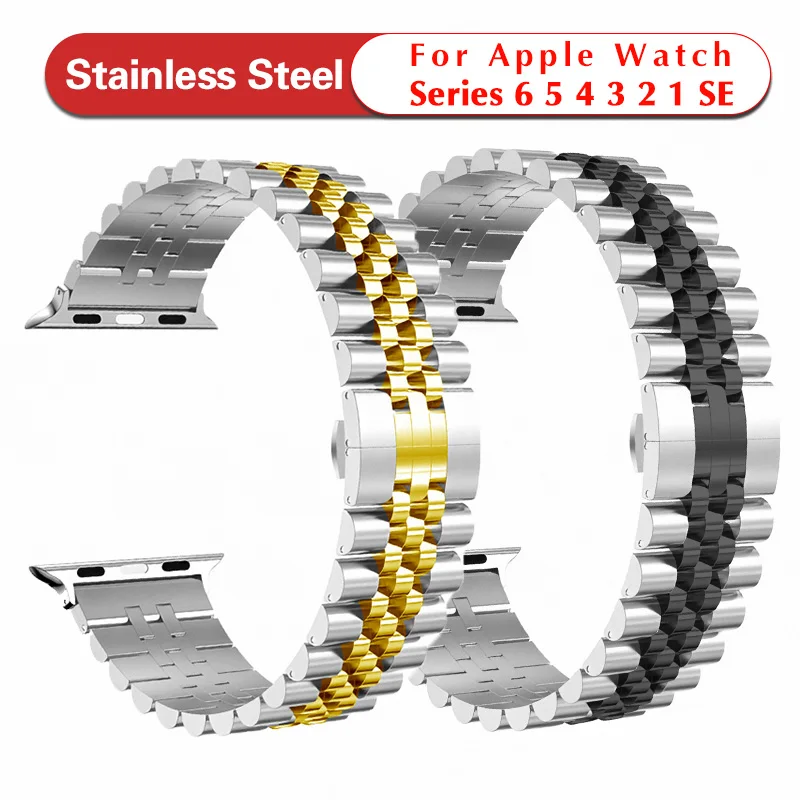 

Ремешок сменный металлический для Apple Watch Band 6 SE 5 4 3 40 мм 44 мм, спортивный браслет из нержавеющей стали для iWatch 6 5, 38 мм 42 мм