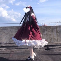 2021 spring summer japanese lolita dress cute sister lolita large student op red loose fitting long sleeve dress kawaii clothes