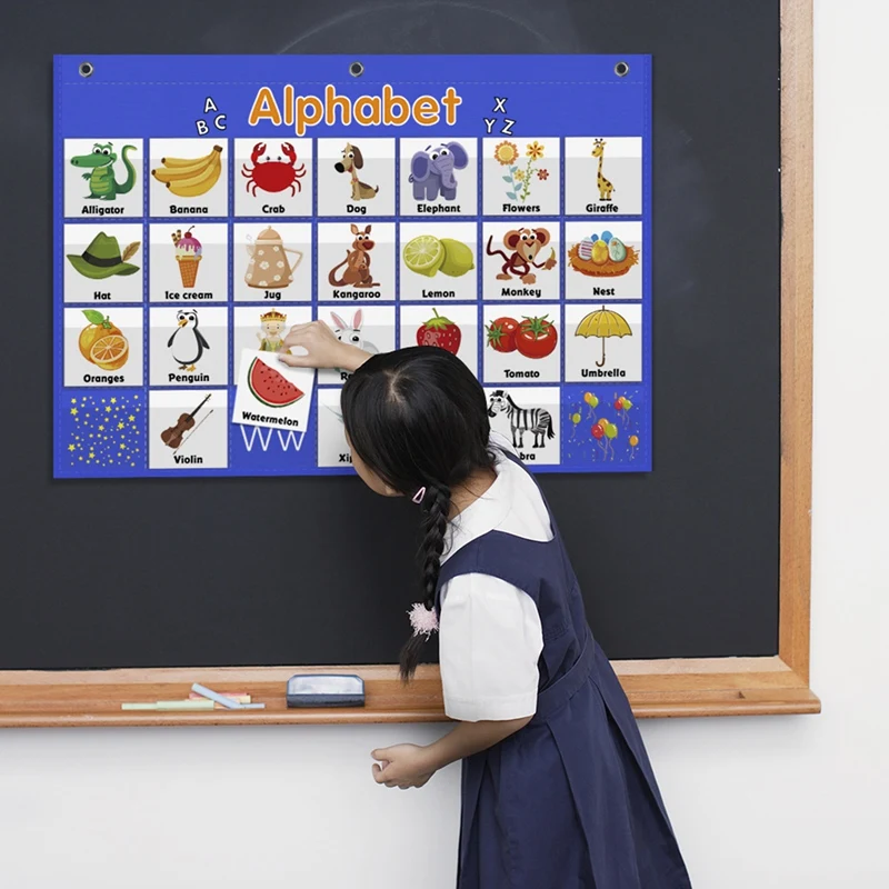 

Alphabet Pocket Chart Word Recognition Pocket Chart ABC Alphabet Pocket Chart Kids Educational Tool with Alphabet Card