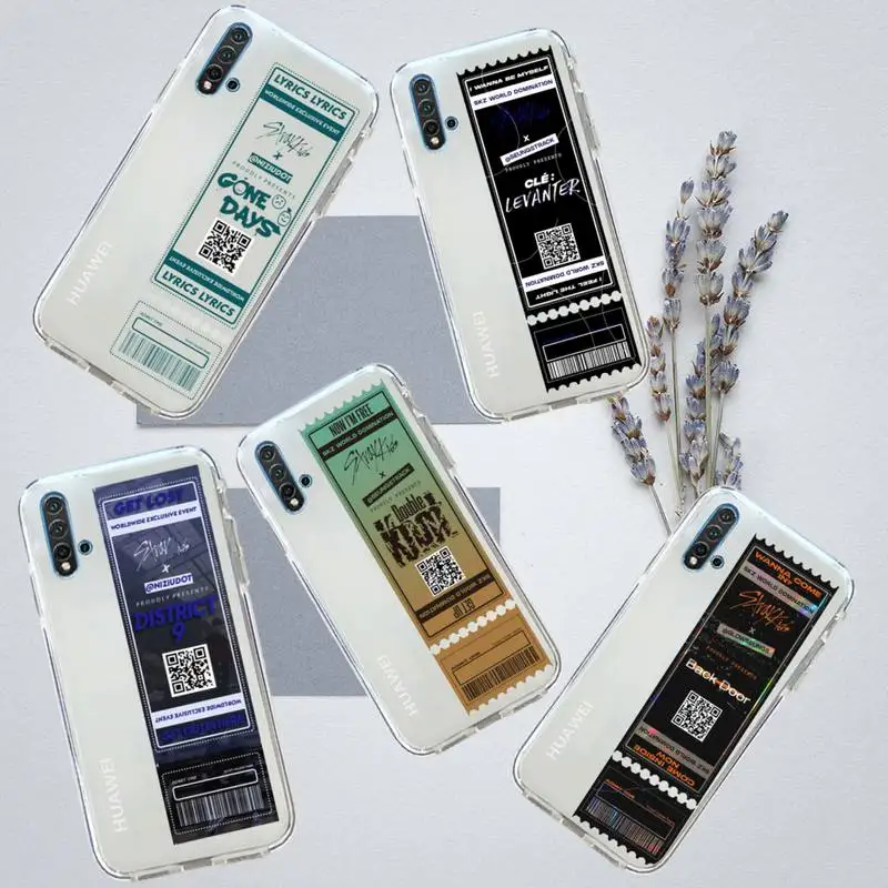 

Stray Kids Air tickets Design Phone Case Transparent for Huawei honor P mate Y 20 30 40 10 8 5 6 7 9 i x c pro lite prime smart