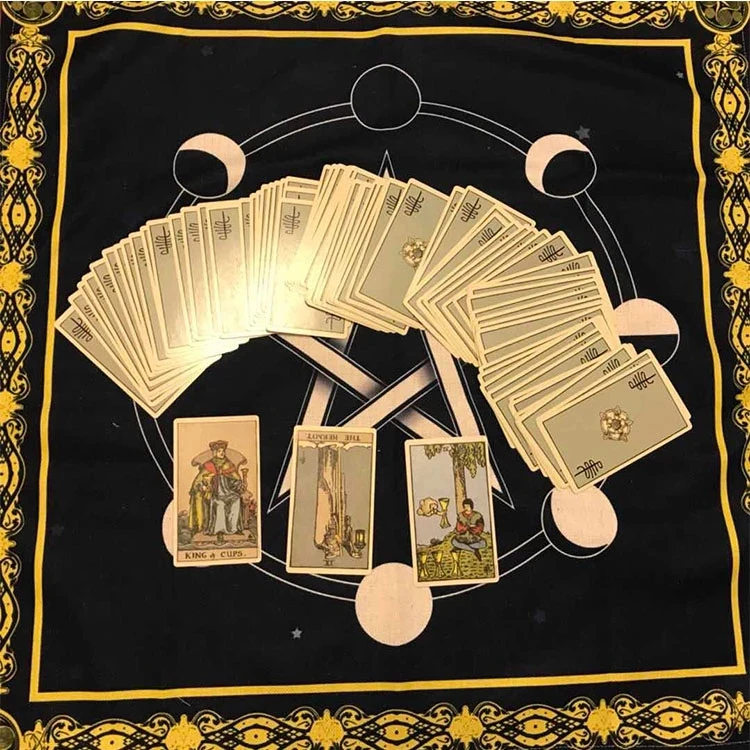 

Newest 2 Size Ceremonial Cloth/Altar Cloth/Tarot/Wicca Pagan Ritual Cloth -Pentagram Moon Phase Ritual Cloth Gifts around Tarot
