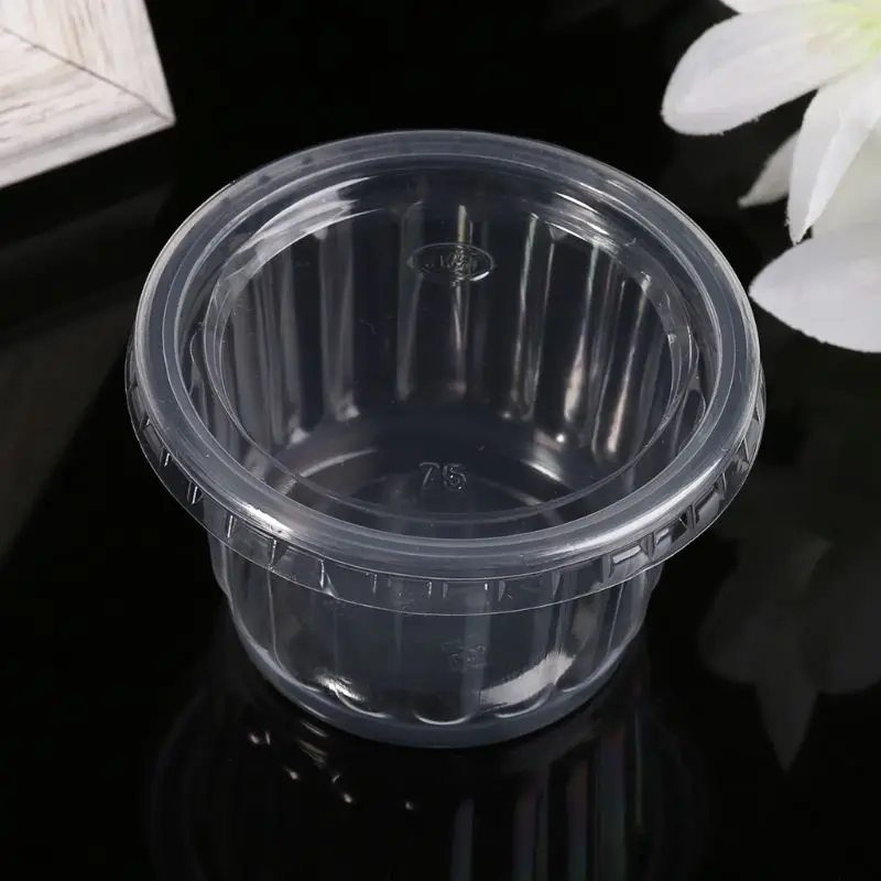 

50Pcs Disposable Cups Set Of 150ml Sauce Pot Rippled Container Jello Shot Cup Slime Storage With Lid For Ketchup