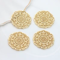 30mm 6pcslot metal zinc alloy charms hollow round flowers shape charms connector for necklace earring accessories