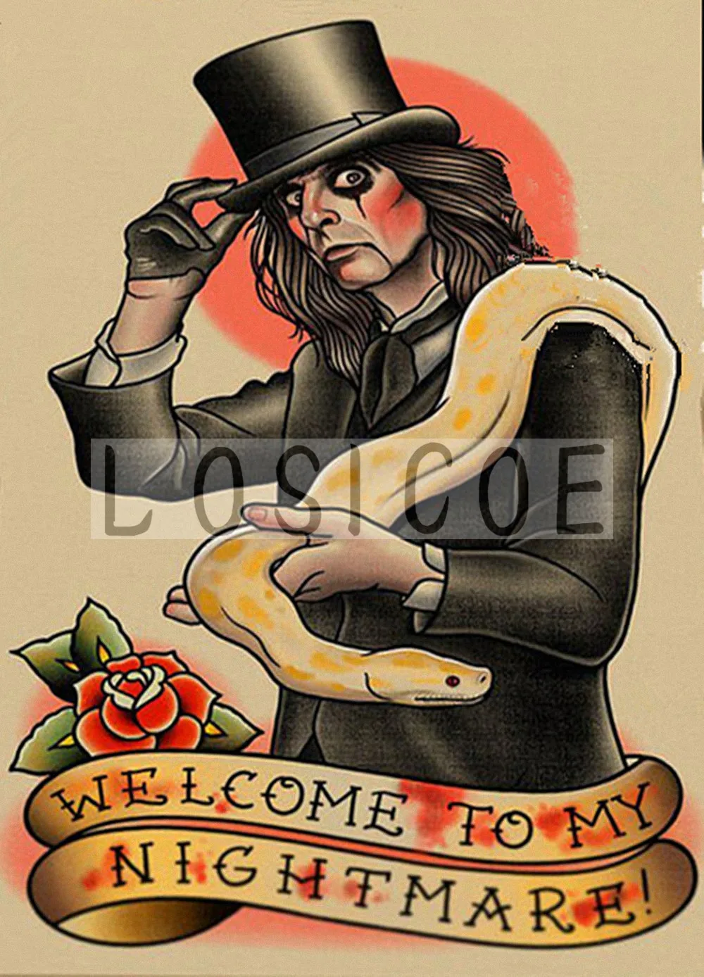 Добро пожаловать в мой кошмар Творческий татуировки узор плакат стиле ретро из