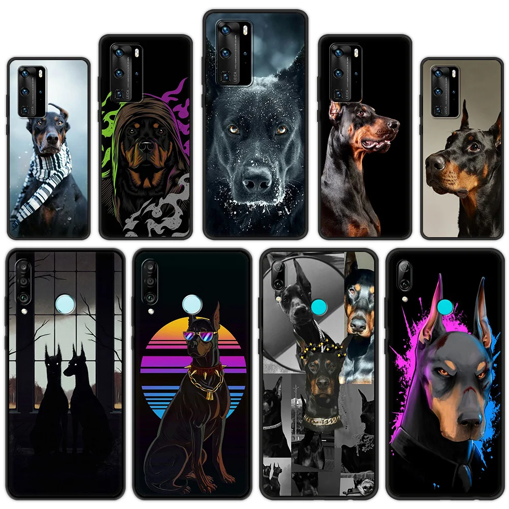 

Doberman Dog Silicon Fundas Cover For Huawei P30 Pro P Smart Z Y6 Y7 2019 P40 Lite E Phone Case Soft Shockproof Shell Luxury Bag