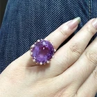 Женская мода, 14K, покрыто розовым золотом Цвет кольцо элегантное роскошное фиолетовое ювелирные изделия с драгоценными камнями Свадебные обручальные кольца вечерние кольцо Размеры на возраст от 5 до 11 лет