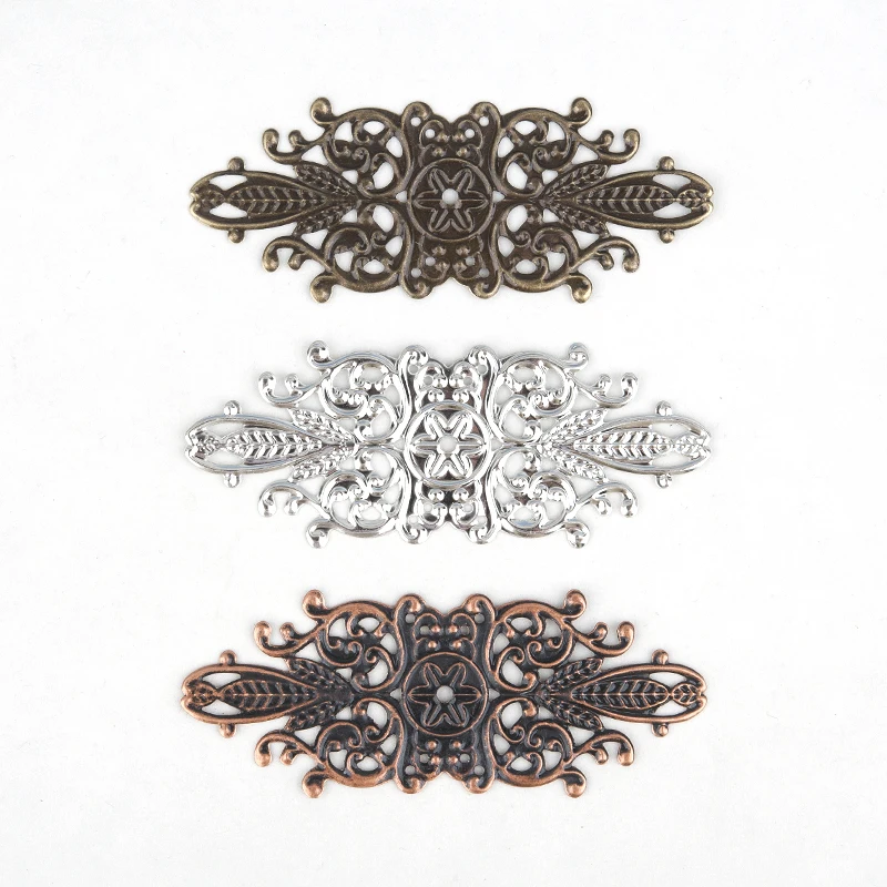 

8Seasons Vintage Antique Bronze Filigree Stamping Flower Wraps Connectors Embellishments DIY Making Findings 8.5x3.4cm,20-30PCs