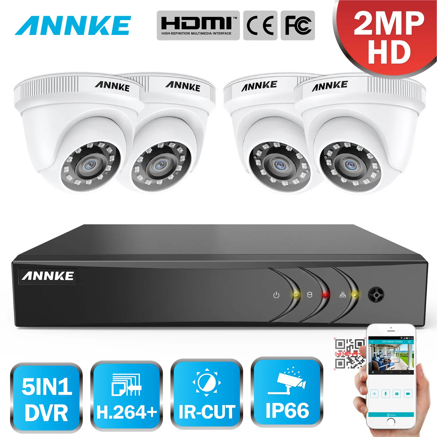 ANNKE 1080P 8CH CCTV камера DVR система 4 шт. IP66 Водонепроницаемая МП белая купольная камера s домашний комплект видеонаблюдения