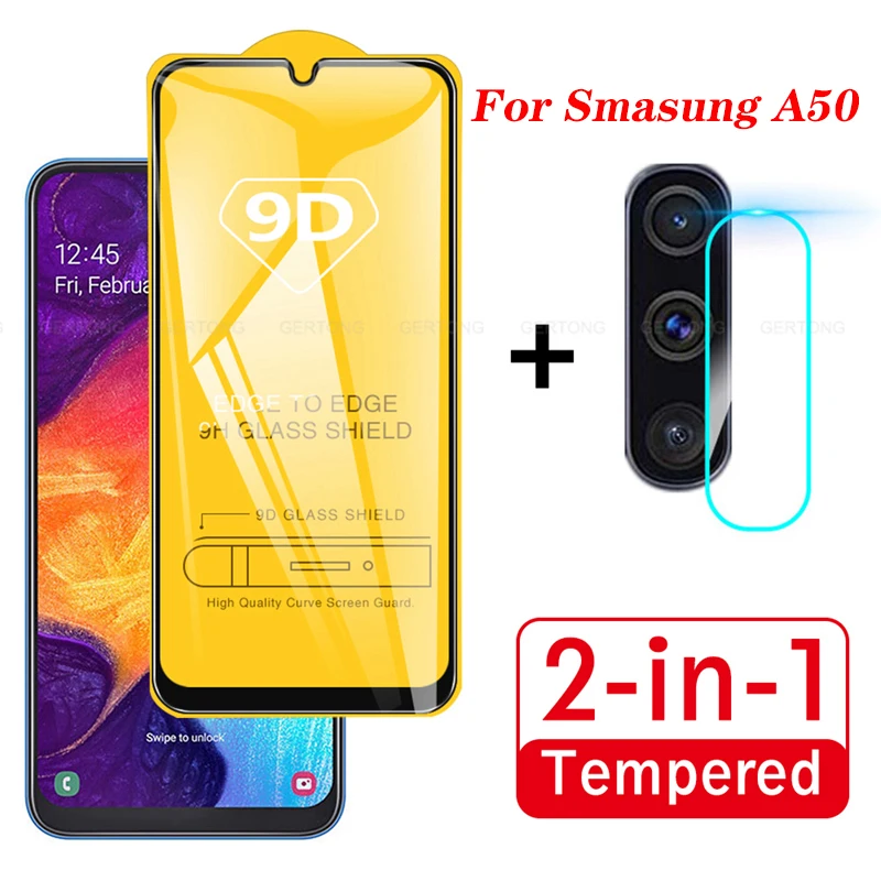 Защитное закаленное стекло 9D для Samsung 2 в 1 Galaxy A50 2019 SM A505F S A51 защитная пленка