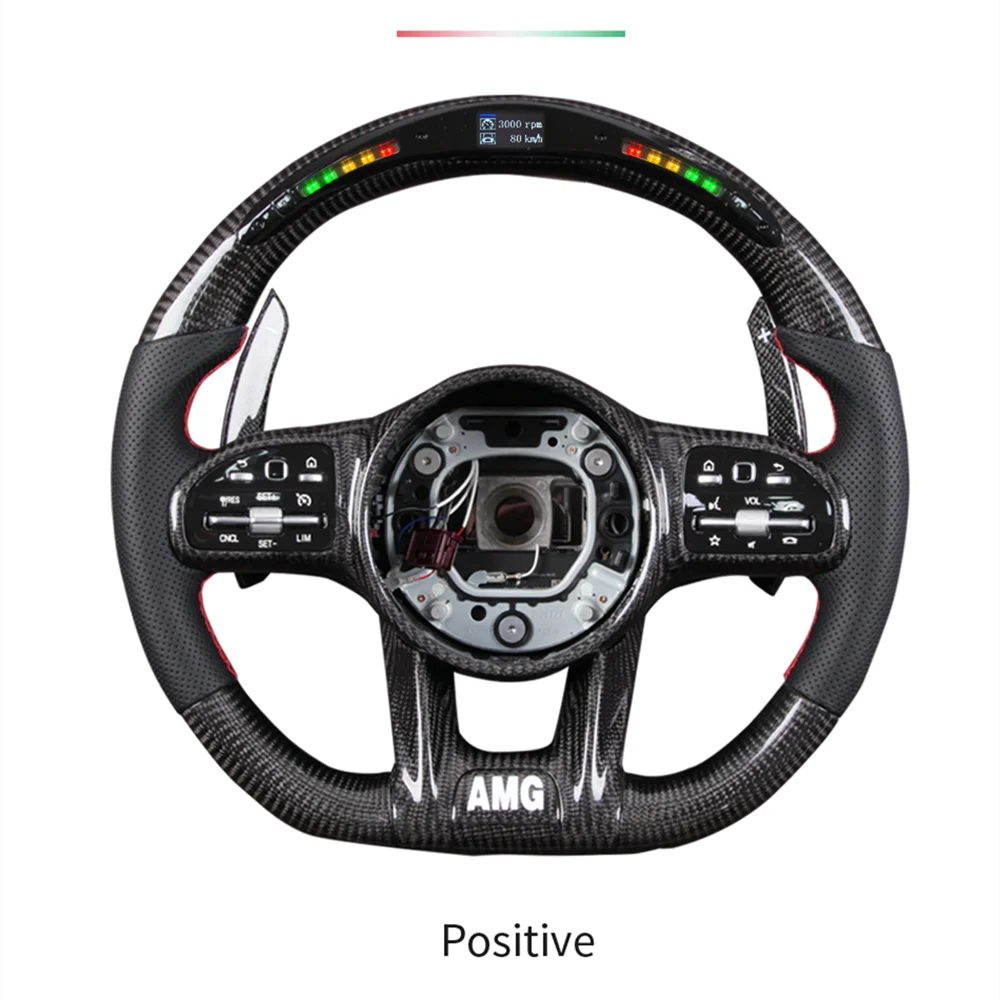 

New Fashionable Steering Wheel LED Carbon Fiber For Mercedes Benz AMG C63 W212 W205 W204 W213 2012-2020 Model