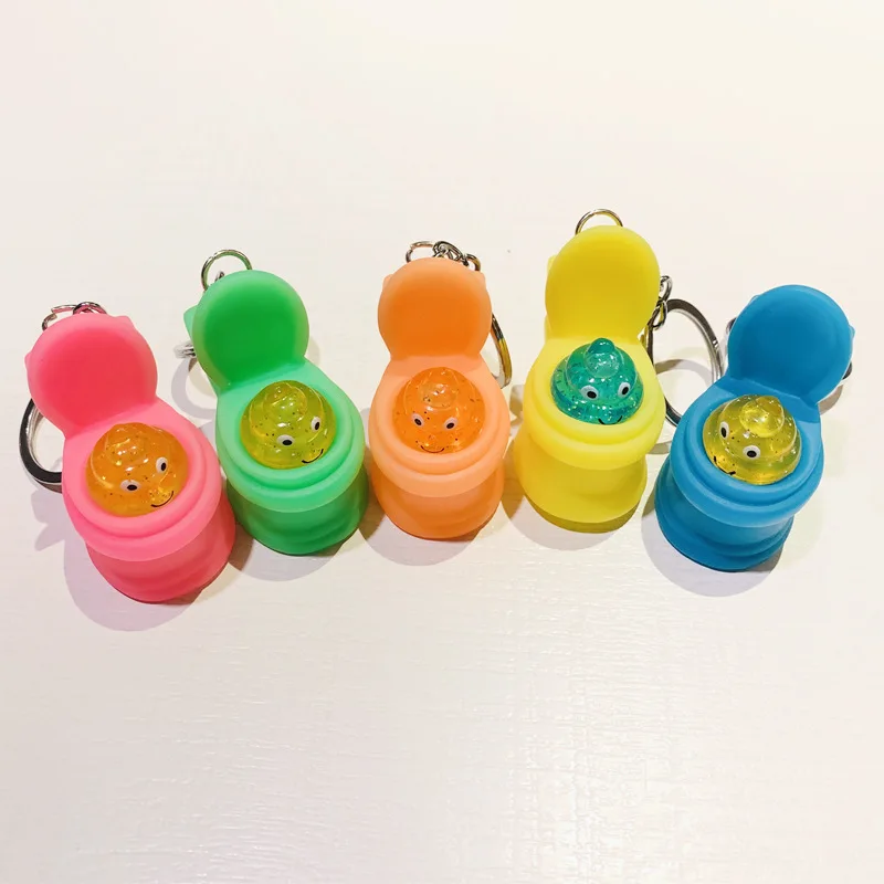 

New Trendy Toilet Spoof Cute Anime KeyChain Silicone Creative Vent Bag Car Pendant Fashion Gift Key Ring Accessories
