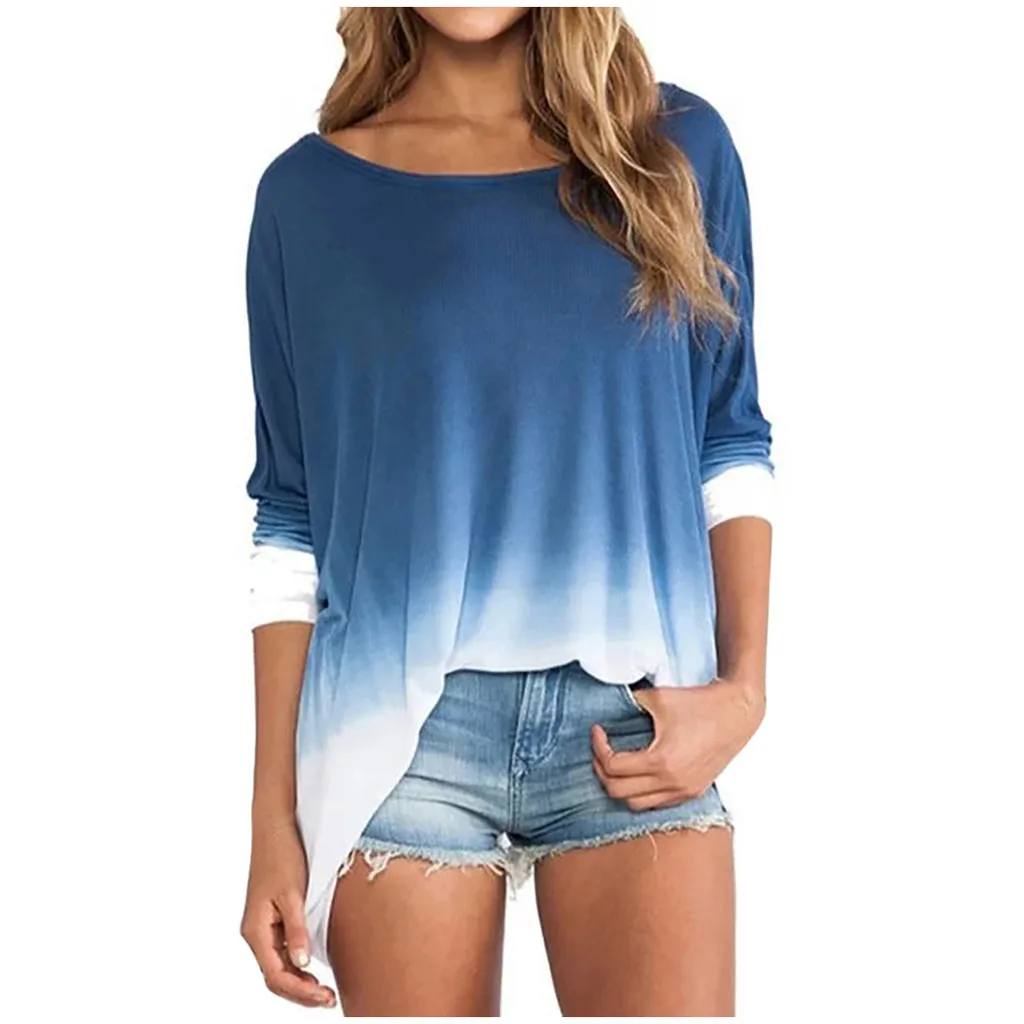 Футболка женская классическая футболка с длинным рукавом Однотонная черная