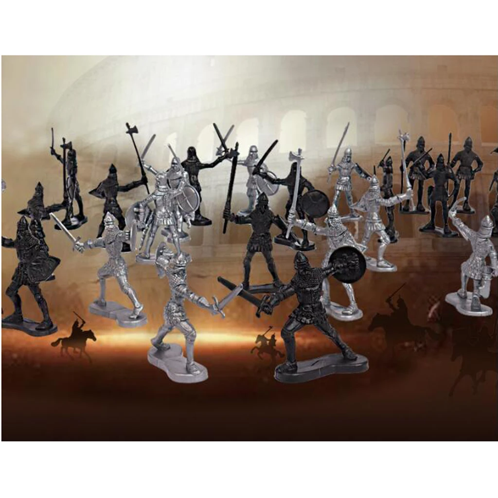 

28x Medieval Figures Knight & Horses Toys Set Warriors Soldiers