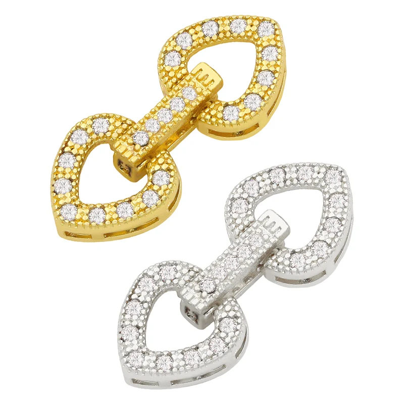 

OCESRIO Copper Cute Herat Connectors for Jewelry Making 2 Holes Gold Plated Zirconia Accessories for Jewelry cnta019