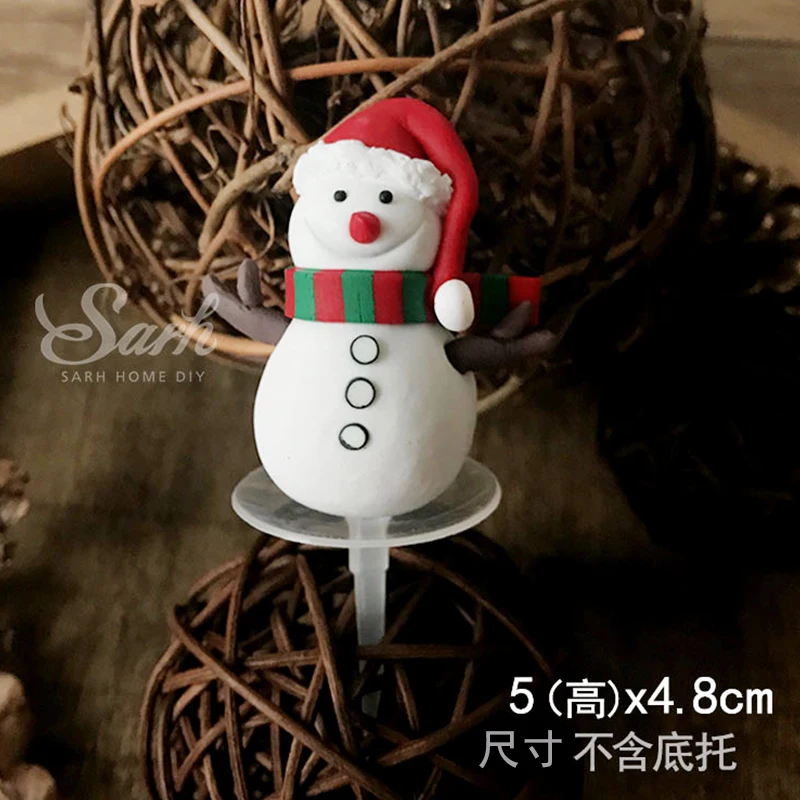 Scarf snowman Рождественская елка сосновые шишки сани торт Топпер для рождественские вечерние принадлежности Снеговик Санта Клаус Декор год выпечки Любовь Подарки - Цвет: Scarf snowman