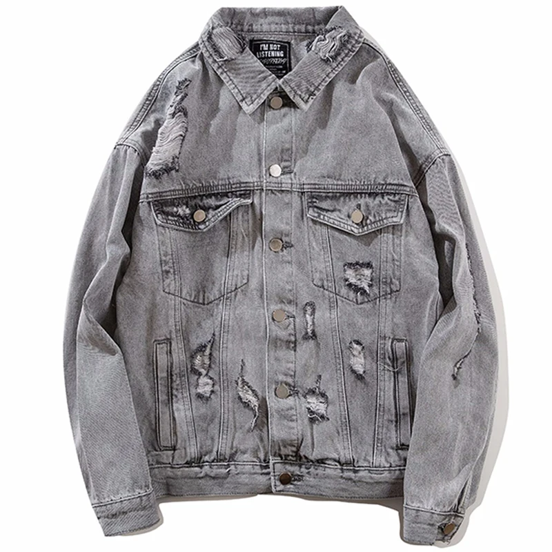 Мужская джинсовая куртка в стиле хип хоп| |