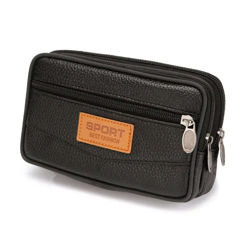 

Мужская поясная сумка Fannypack, на молнии, с отделением для телефона 7 дюймов, из искусственной кожи