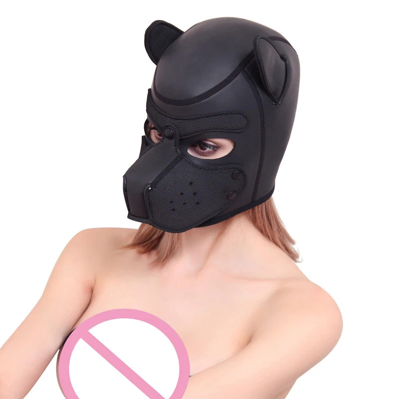 Сексуальная собака БДСМ бондаж щенок игры капюшоны раб резиновая мопса Фетиш