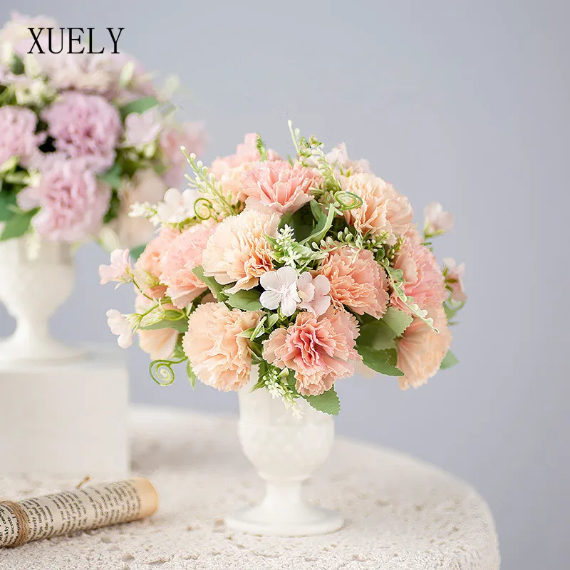 7 головок гвоздики маленький свежий искусственный букет подарок на день матери