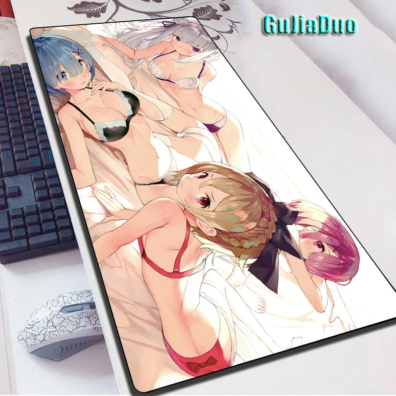Игровой коврик для мыши Kawaii Anime Rem XXL большой водонепроницаемый Настольный Edgelock