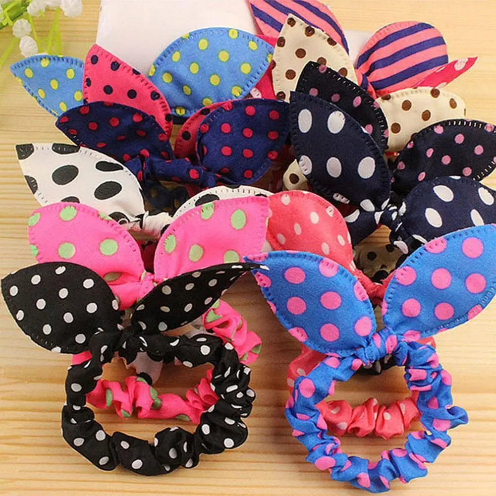 

1pcs Rabbit Ears Hair Band Hair Rope Bowknot Hairband Decoration Random Color Gifts Wave Hair Ears Dot Rabbit Hair Ring