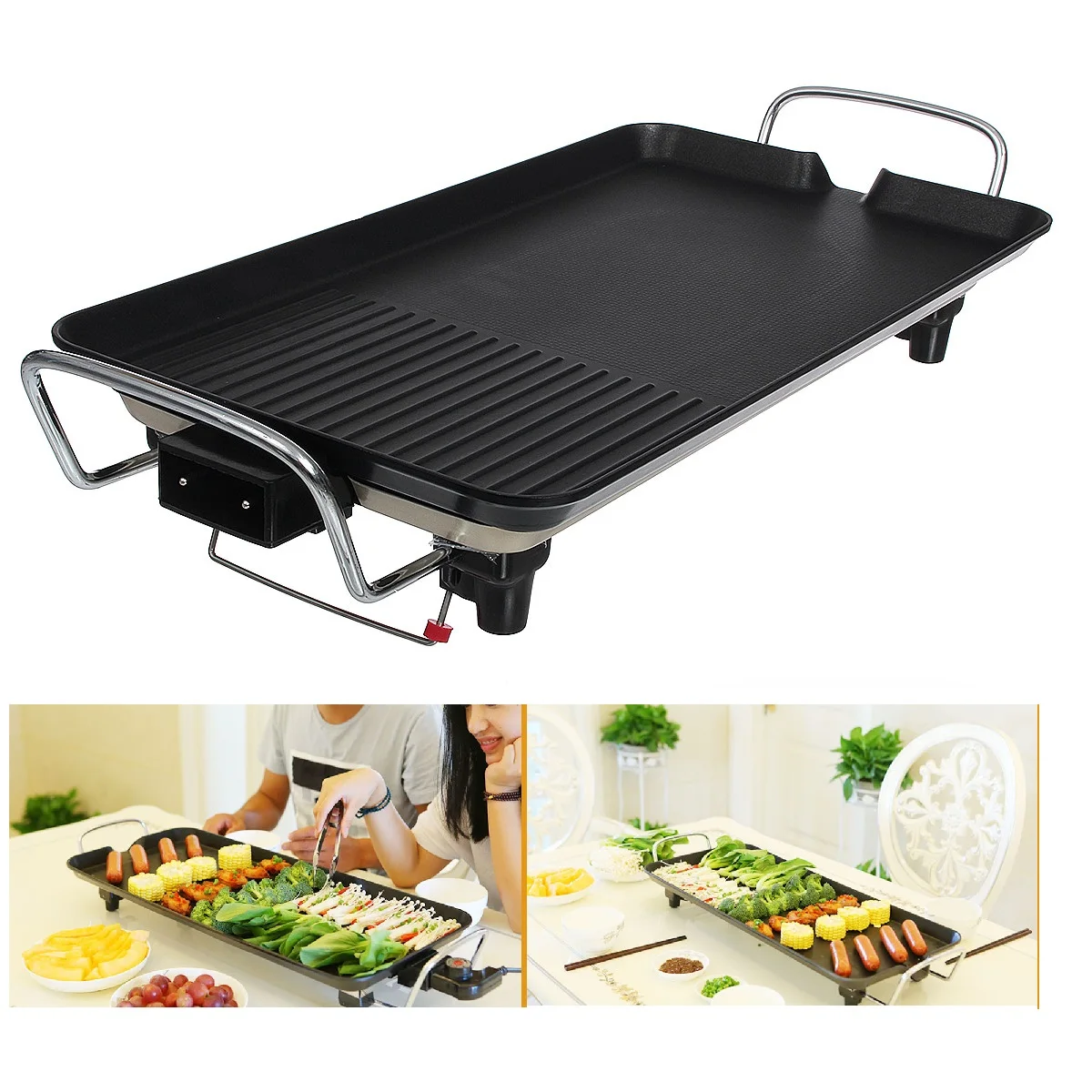 

48x27/68x28cm Non-Stick Coating Butane Gas Stove Cooker Plate Portable BBQ Grill Pan Plate Rectangle Korean Barbecue Plate