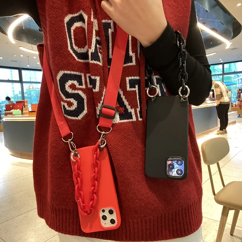 

For iPhone 14 13 12 mini 11 Pro XS MAX XR X SE 7 8 Plus Strap Cord Chain Phone Tape Necklace Lanyard Phone Case Hang Carry Cover