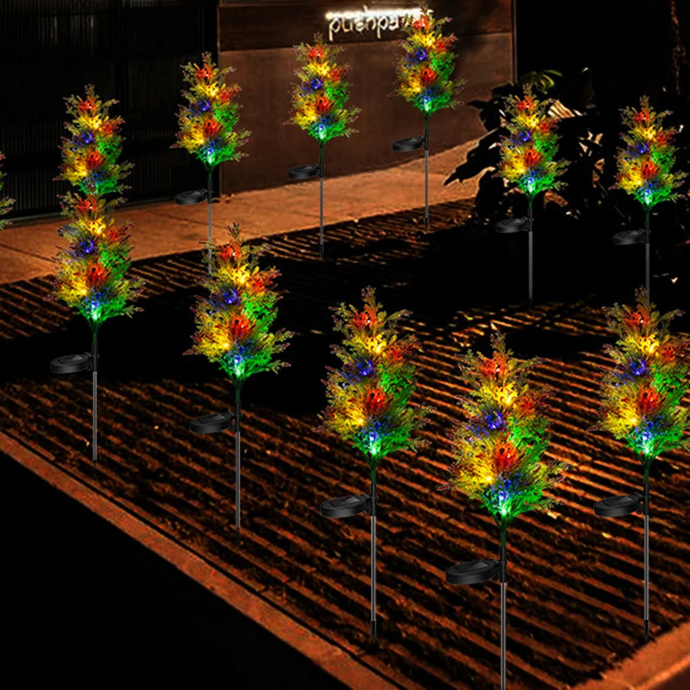 

2pcs Sloar Light Waterproof Stake Light Cypress Trees RGB Landscape Decorative Lamp for Garden Lawn Yard Wedding Christmas