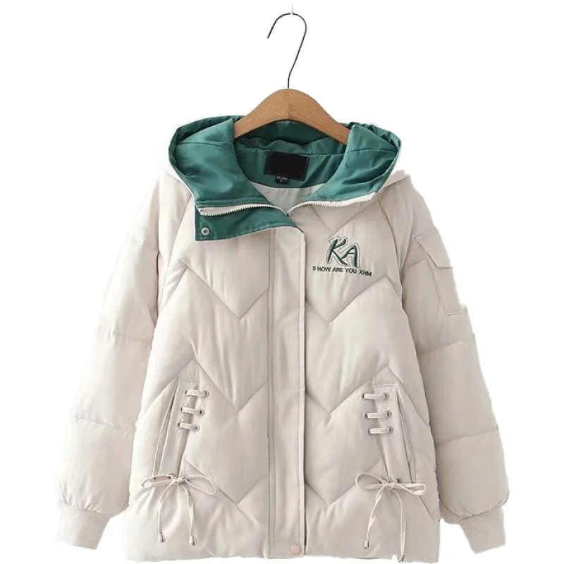 2020 Winter New Style Sweet Letter Embroidery Basic Jackets Outerwear Loose Bandage Padded Coats Women S-2XL 2011158