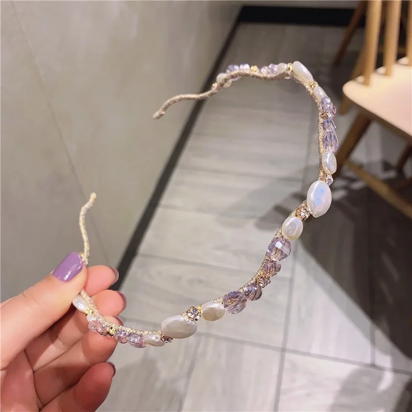 

Fine hair hoop Crystal pearl headband fashion tiara girl bands accessoires opaska na wlosy serre tete hairband women headbands