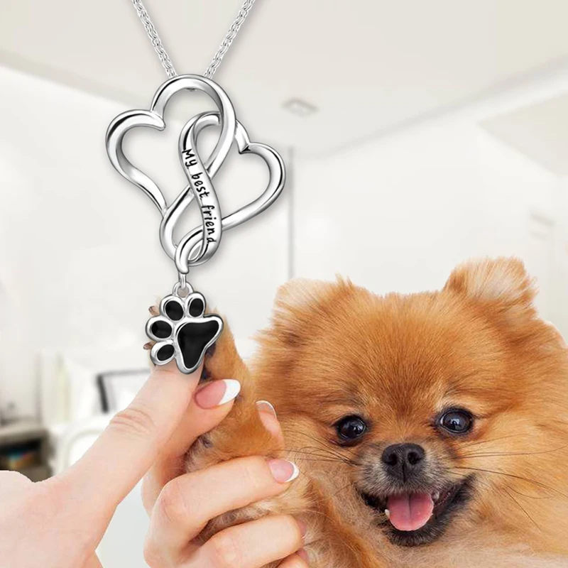 

Strollgirl 100%925 Sterling Silver My Best Friend Dog Footprint Necklaces & Pendants with Black Enamel Women Silver Jewelry Gift