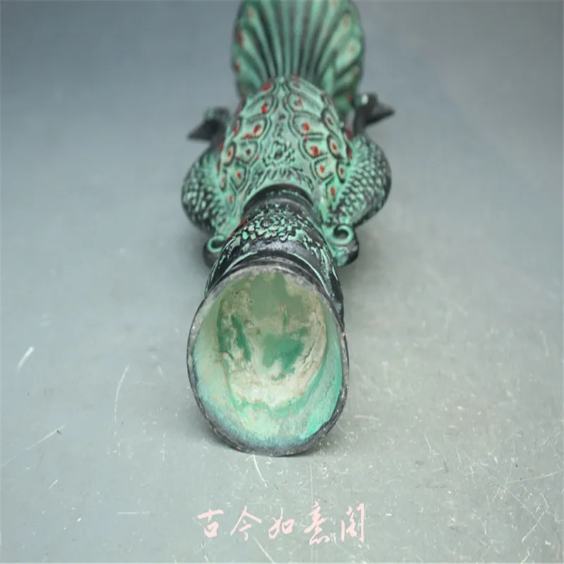 Древние китайские бронзовые ювелирные изделия двойной Феникс павлин ваза с