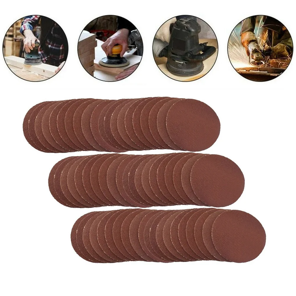 

100pcs 2" (50mm) Hook/Loop Sanding Discs Grinding Abrasive Pad Grit 120# Abrasives 100*Sanding Discs 120 Grit