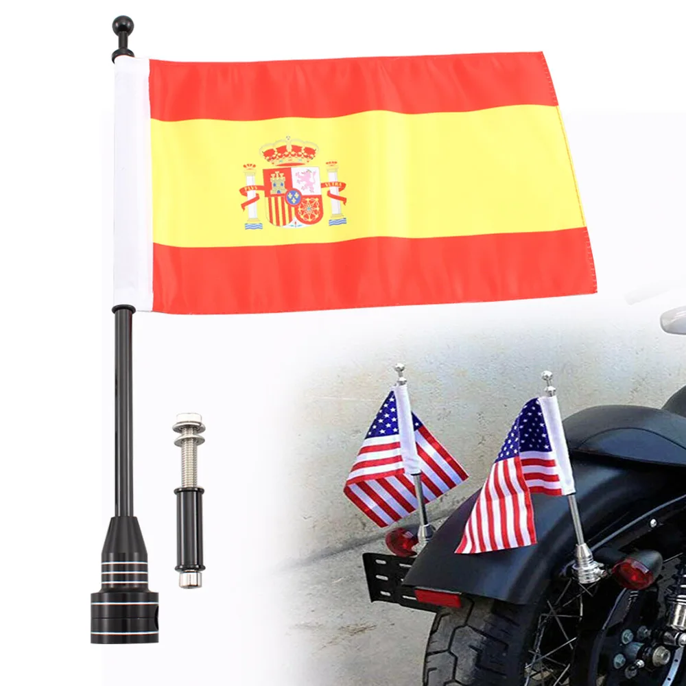For Touring Models Rear Side Mount Luggage Rack Vertical Pirate Flag Pole For Harley Sportster 883 1200 Motorcycle Accessories
