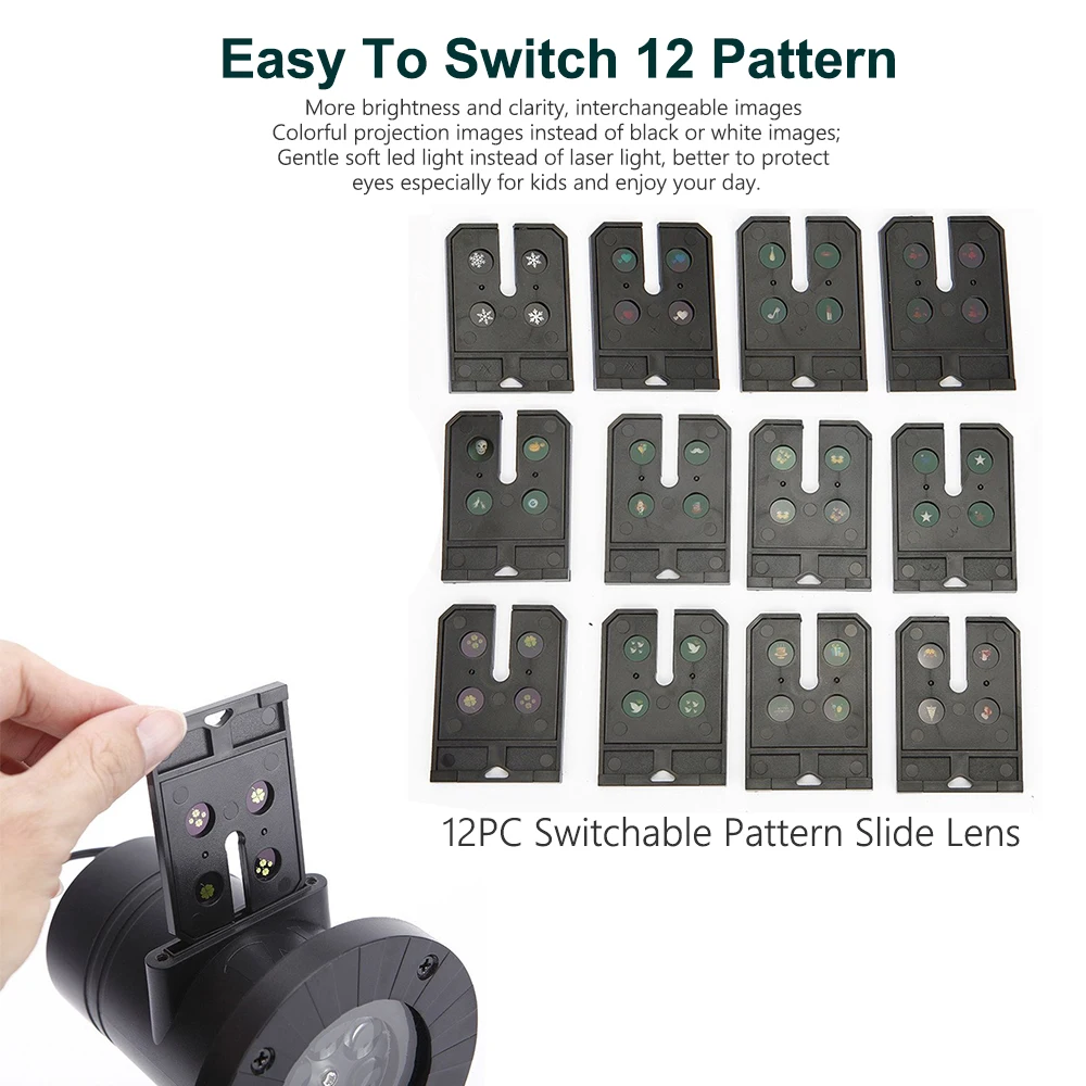 Водонепроницаемый движущийся лазерный проектор лампы 12 узоров светодиодный