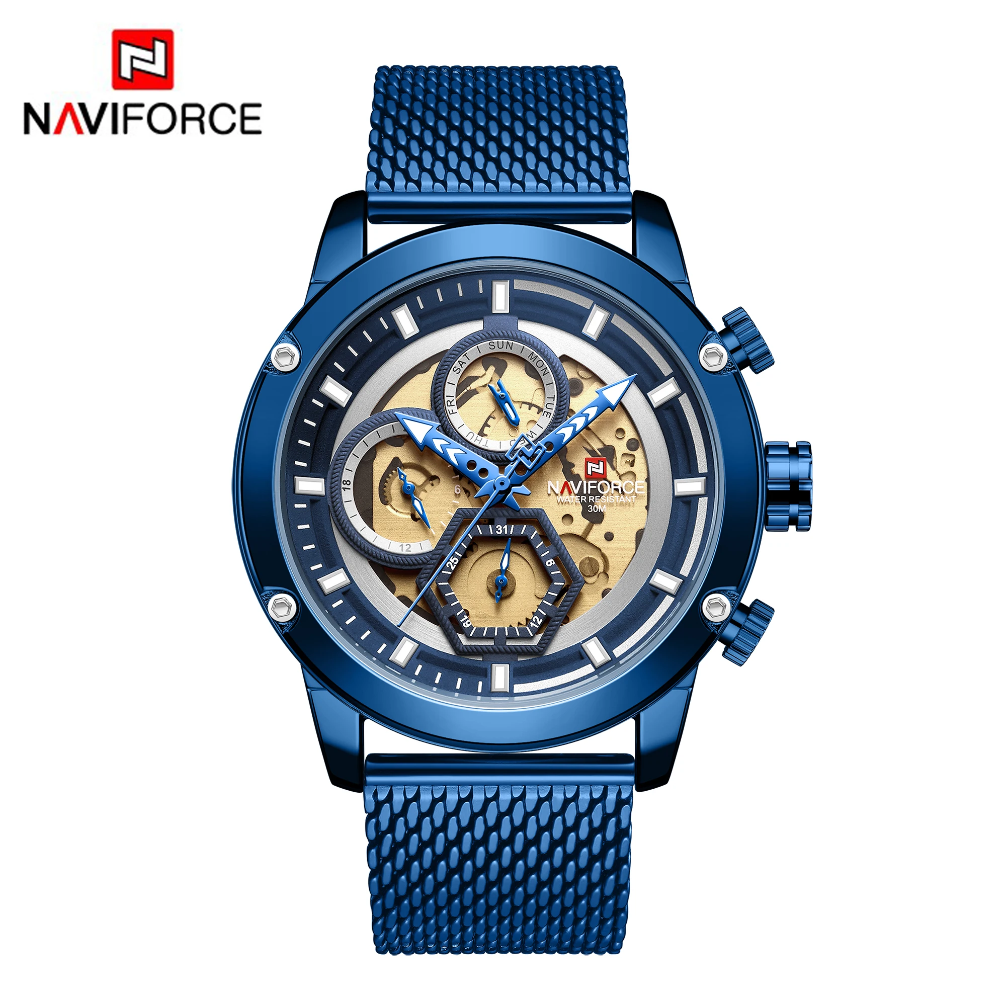 NAVIFORCE Лидирующий бренд мужские s часы Роскошные бизнес часы хронограф кварцевые мужские армейские наручные часы Мужские часы Relogio Masculino