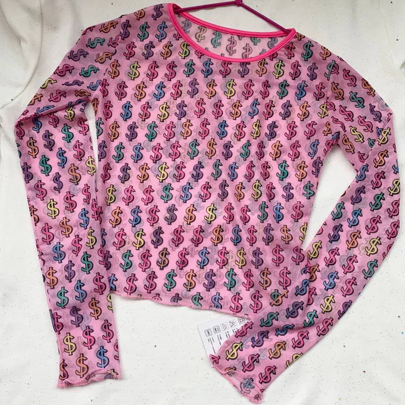 Женская футболка сексуальная прозрачная летняя уличная одежда с принтом в виде