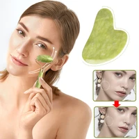 jade stone facial massage roller green scraper face neck natural massager thin lift slimming tools roller beauty skin care