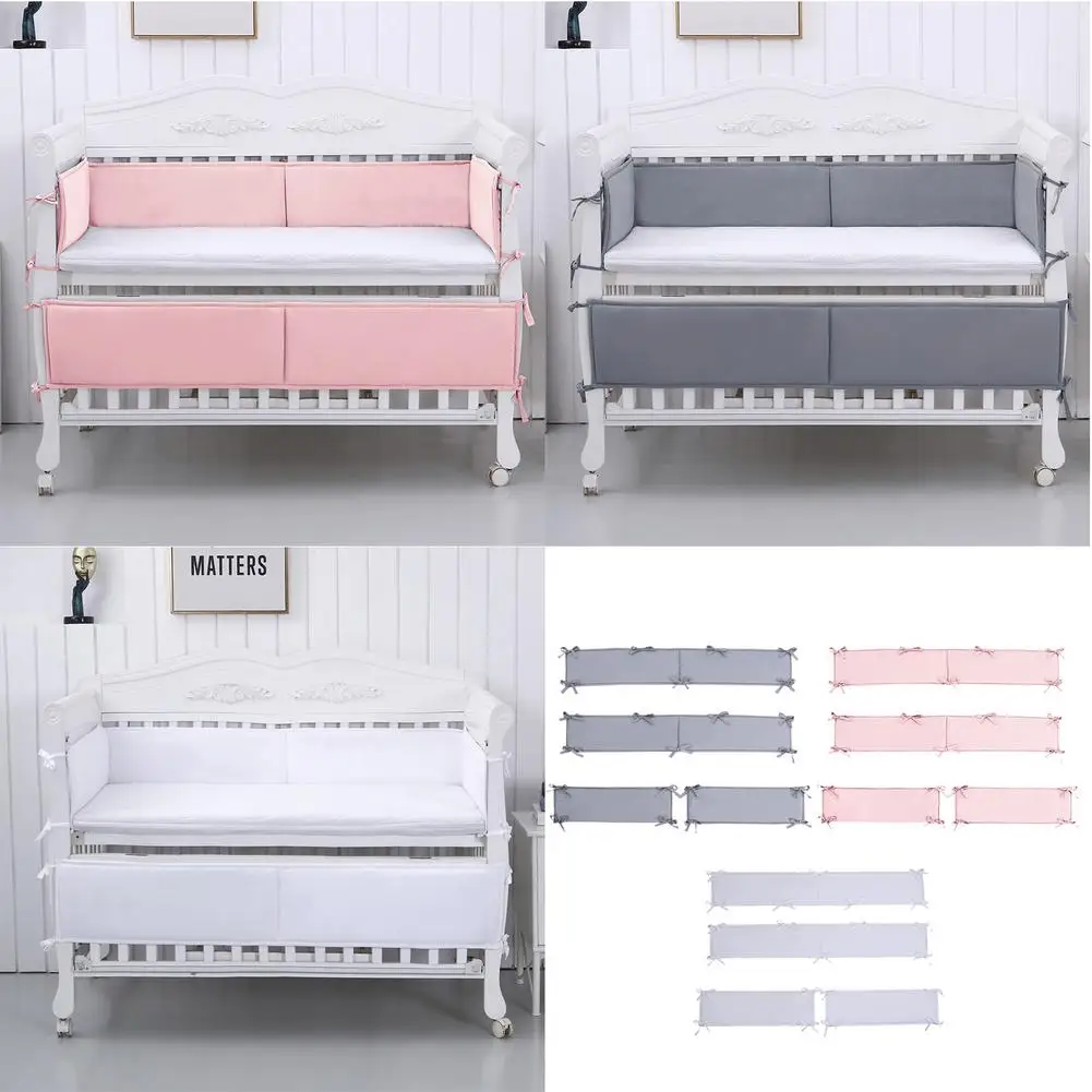 

Baby Raised Crib Liner Solid Color Washable Toddler Bed Accessory Washable Toddler Bed Bumper Cotton Soft Material