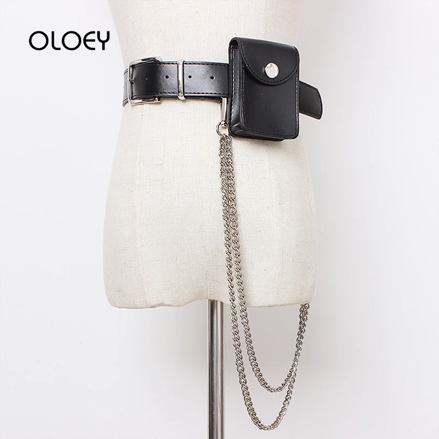 Женская поясная сумка из искусственной кожи с двойной цепочкой сумки на плечо