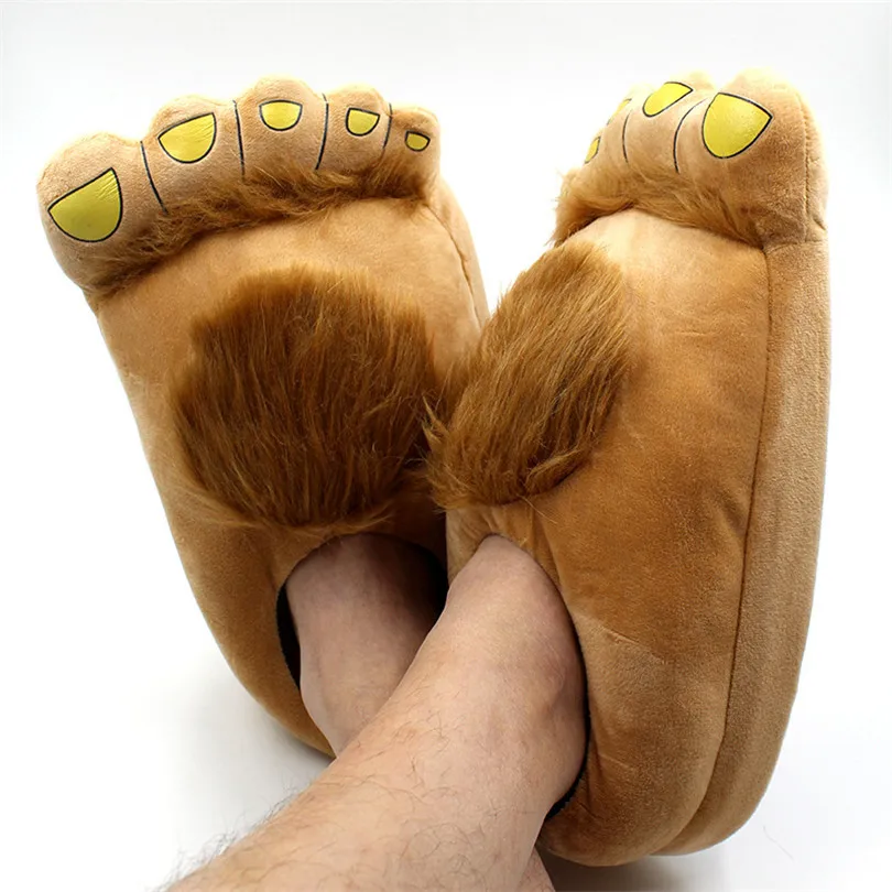 

2020 Симпатичные Зимние домашние тапочки Savage Foot унисекс, теплые плюшевые домашние хлопковые туфли, нескользящая обувь для спальни для влюбле...