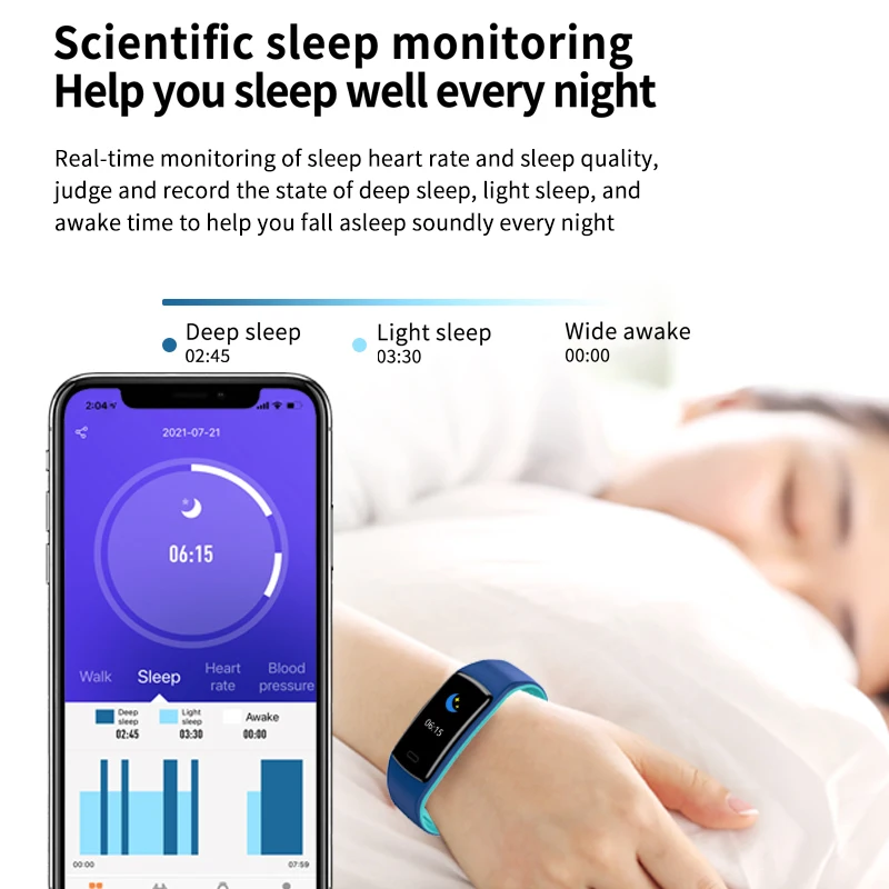 Smart Band Blood Pressure Measurement Pedometer Heart Rate Monitor Fitness Bracelet Waterproof Health Tracker Watch | Электроника