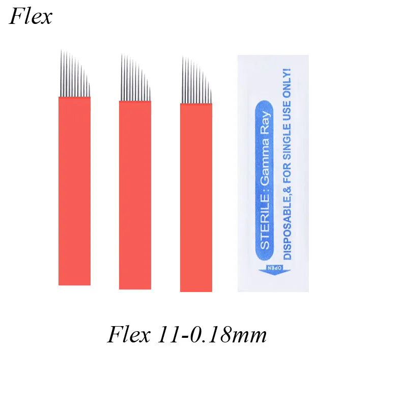 

200 Unid Red 0.18mm Laminas 11Flex Agulha Tebori Microblading Manual Permanent Make-up Microblading