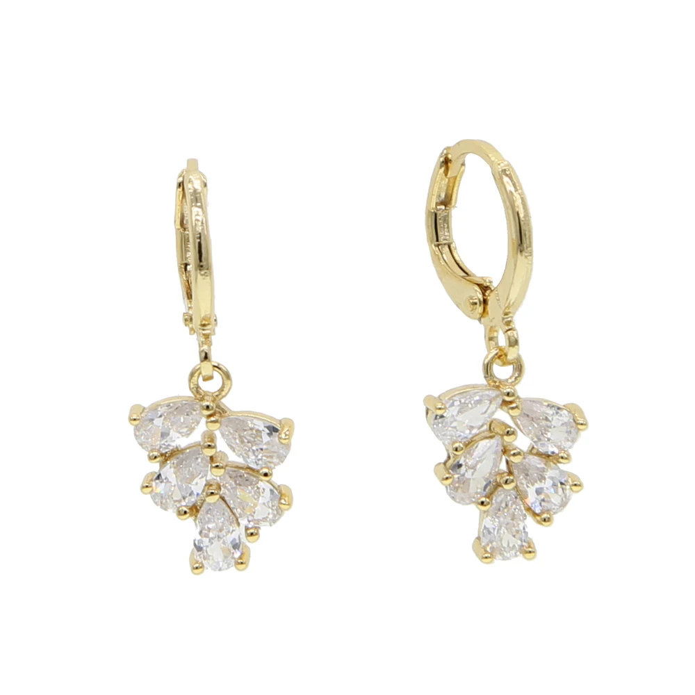 Shinny Water Drop red green CZ Zirconia Leaf Hook Dangle Earrings For Women Fashion Anniversary Bridal Wedding Jewelry | Украшения и