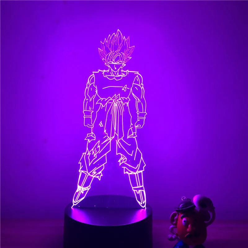 Dragon Ball Z Вегета ГОКу супер сайян, «Жемчуг дракона 3D светодиодный Ночной светильник 7 цветов сенсорный оптический Иллюзия фигурку настольная лампа украшения