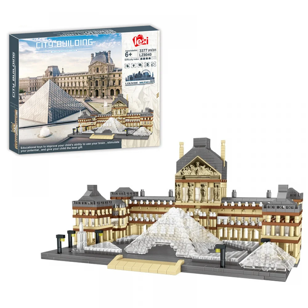 

3377Pcs+ Newest France Paris Musee Du Louvre Mini Building Blocks Famous Architecture Museum Diamond Bricks Toy for Children Gif