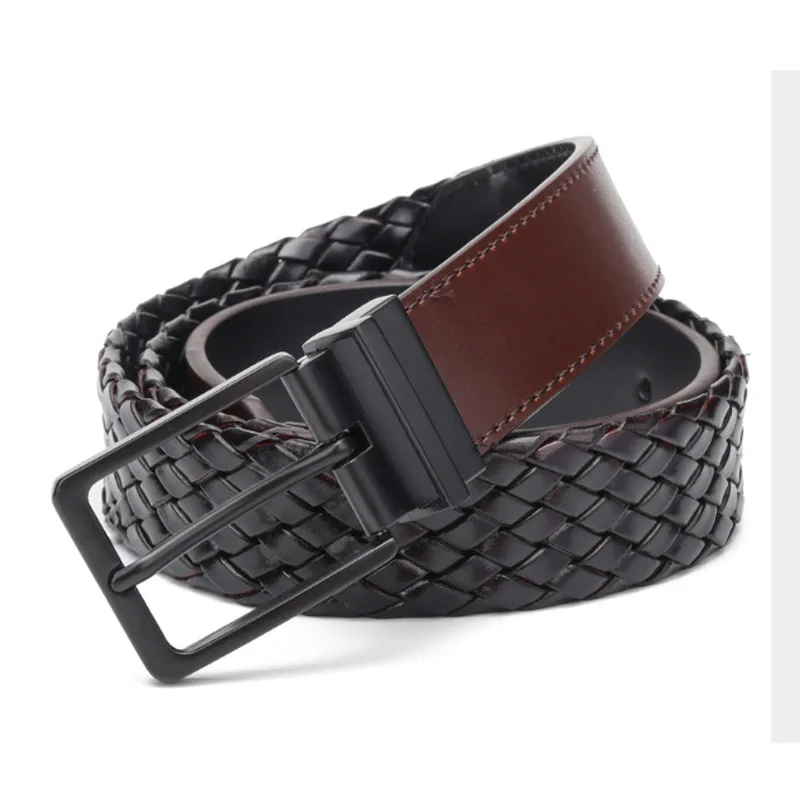 Anxianni belt leather woven belt men's belt fashion men and women models German recycled leather belt